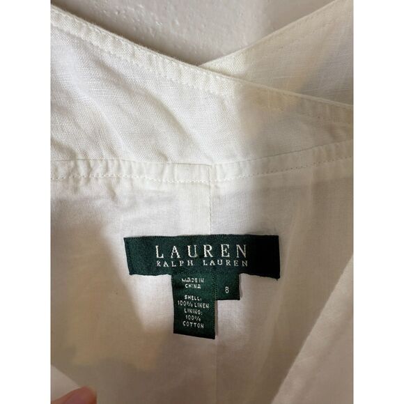 Lauren Ralph Lauren Y2k Babydoll Linen Midi Dress Sz 8 Cottagecore Beachy Boho - Picture 6 of 9